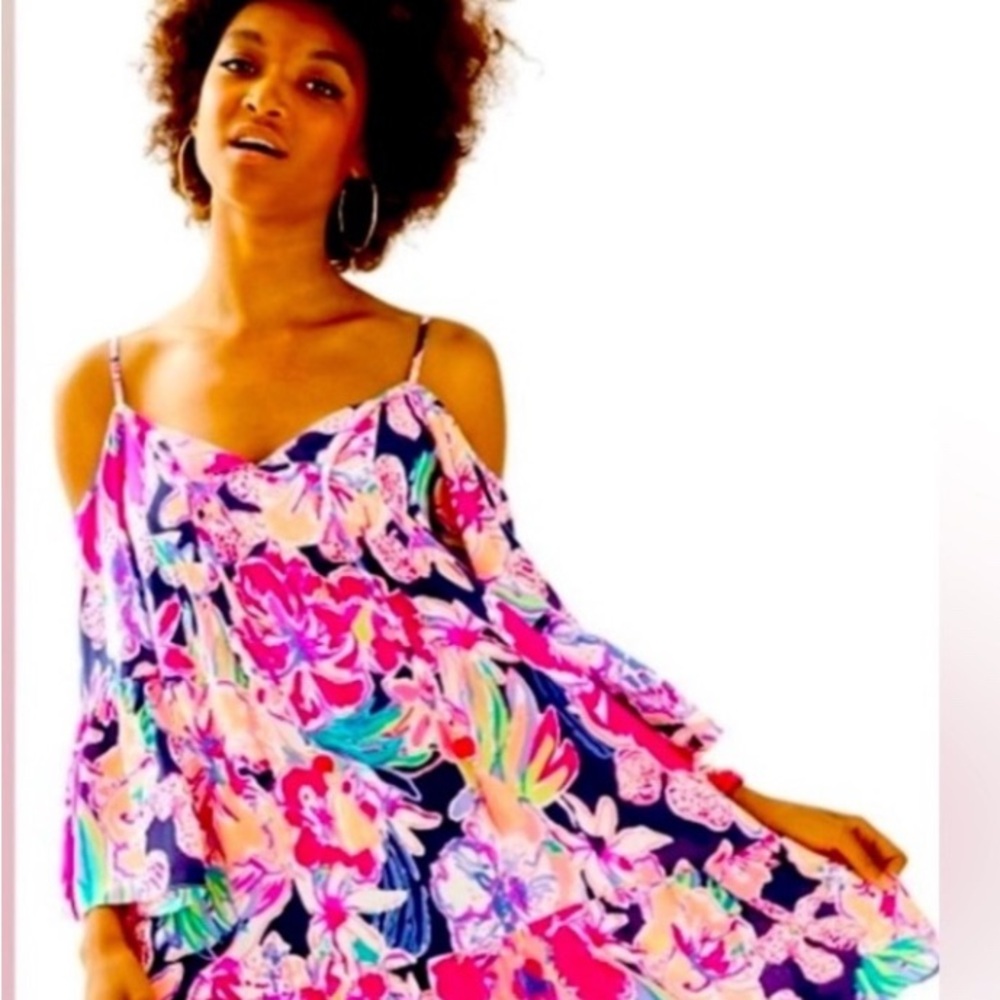 Lilly Pulitzer Alanna Dress Bright Navy Tipping Point Sz S NWOT